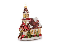Huras Family Church With Red Roof Ornament  Available for Pre-Order