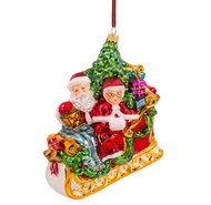 Huras Family Mr. and Mrs. Claus In Sleigh Ornament