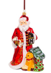 Huras Family Santa With Dog In The Kennel Ornament