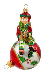Huras Family Elf On A Christmas Ball Ornament