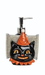 Black Cat Halloween Soap Dispenser/Sponge Holder