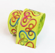 ​​​​​​​Whimsy Lime Ribbon With Multi Swirls