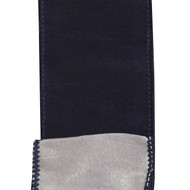 Double Sided Navy and White Ribbon 2.5"