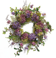 Purple Hydrangea Wreath  22" Dia.