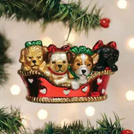 Old World Puppies In A Basket Ornament  Arriving Late Summer
