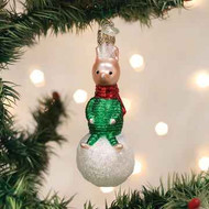 Old World Piglet On Snowball Ornament   Arriving Late Summer