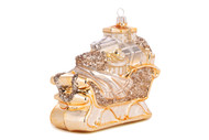 Huras Family Silver and Gold Winter Sleigh Filled with Presents Ornament