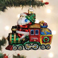 Old World Santa On Locomotive Ornament Arriving Late Summer