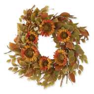 Sunflower Wreath with Berries and Mini Pumpkins