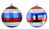 Red, Blue and Silver Disco Ball Ornament