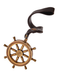 Brass and Leather Ships Wheel Ornament