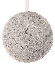 Silver Sequined Bead Glitter Ball Ornament