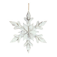 White Wash Wood Snowflake Ornament 14"
