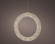 Micro LED Warm White Metal Wreath Frame Light Set 23" D 720lts on Silver Wire