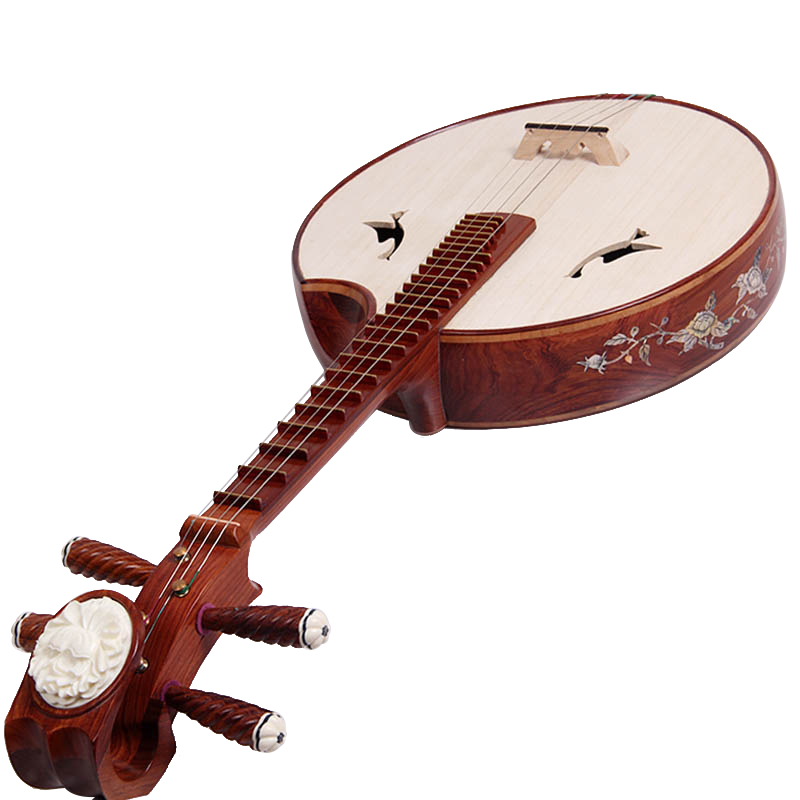 Premium Quality Aged Rosy Sandalwood Zhongruan Instrument Chinese Moon Guitar Ruan