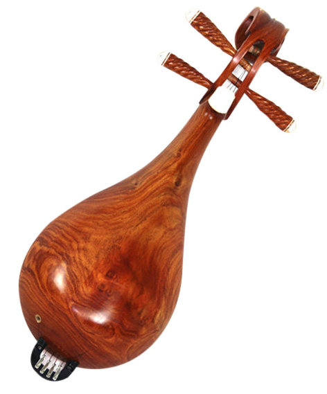   Professional High Quality Chinese Carved Rosy Sandalwood Liuqin Instrument With Case
