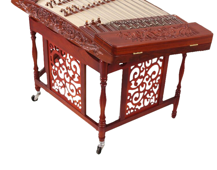 Concert Grade Carved Rosy Sandalwood Yangqin Instrument Chinese Hammered Dulcimer 402 Type with Accessories