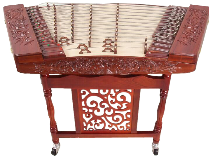 Concert Grade Carved Rosy Sandalwood Yangqin Instrument Chinese Hammered Dulcimer 402 Type with Accessories
