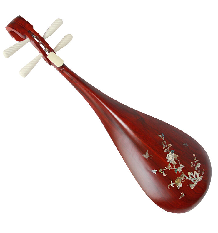 Professional Level Aged Rosy Sandalwood Pipa Instrument Chinese Lute With Accessories