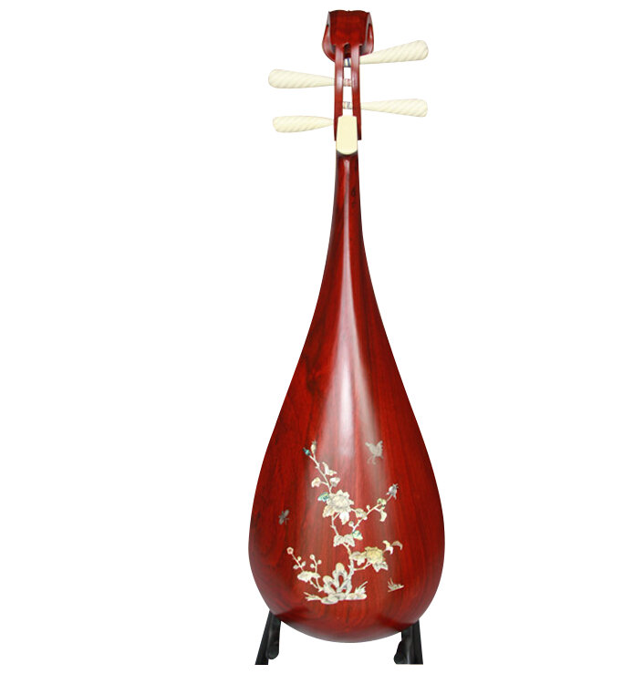 Professional Level Aged Rosy Sandalwood Pipa Instrument Chinese Lute With Accessories