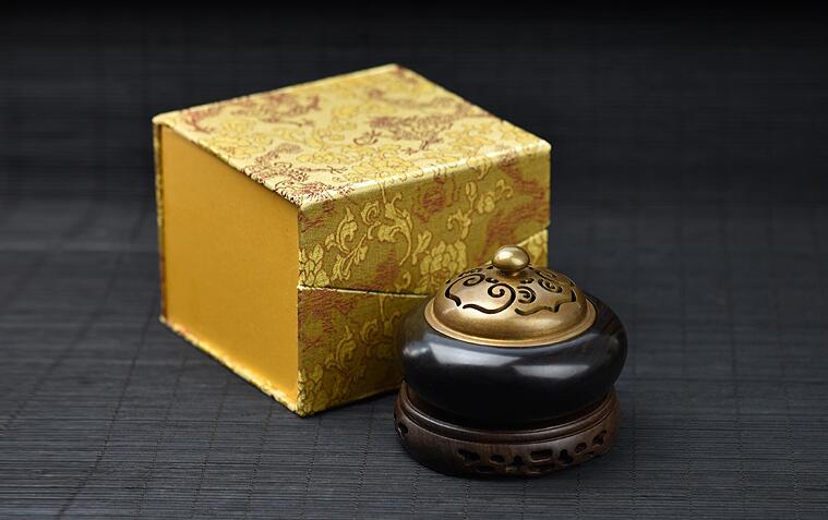 Exquisite Black Sandalwood & Copper Censer for Guqin