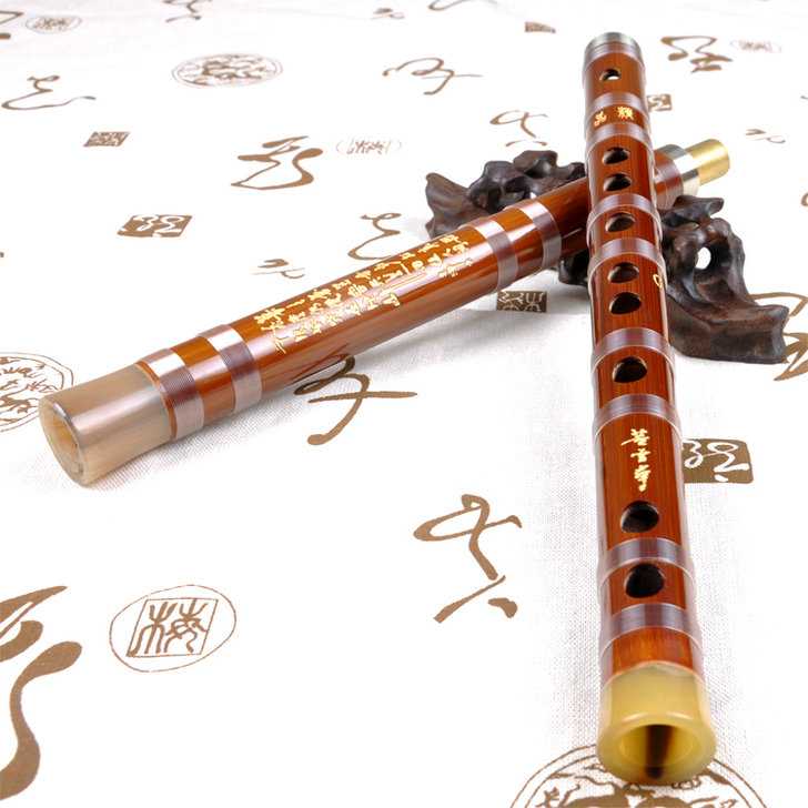 Concert Grade Chinese Bitter Bamboo Flute Dizi Instrument with Accessories 2 Sections