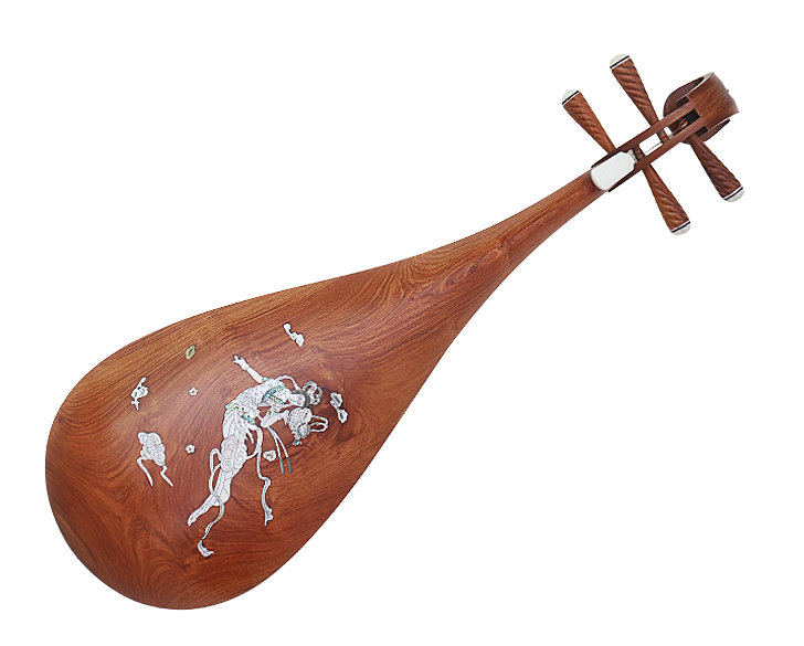 Premium Quality Rosy Sandalwood Pipa Instrument Chinese Lute With Accessories