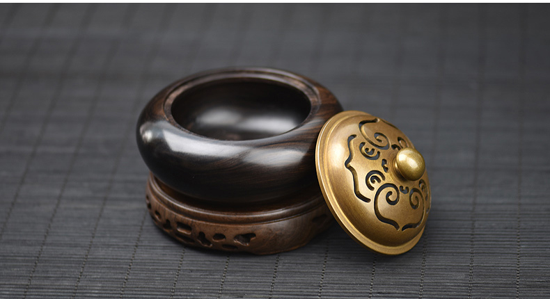 Exquisite Black Sandalwood & Copper Censer for Guqin