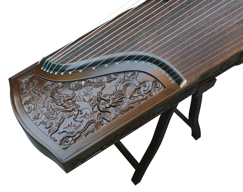 Concert Grade Carved Dragon Carved Guzheng Chinese Zither Harp
