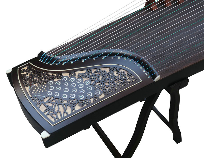 Professional Level Peacock Shell Carved Guzheng Chinese Zither Harp