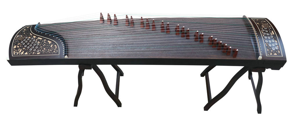 Professional Level Peacock Shell Carved Guzheng Chinese Zither Harp