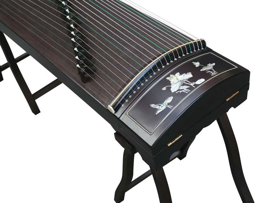 Professional Level Lotus Shell Carved Guzheng Instrument Chinese Harp