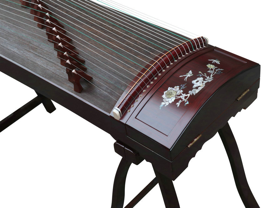 Professional Level Bird & Flower Shell Carved Guzheng Chinese Zither Harp