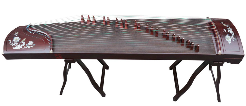 Professional Level Bird & Flower Shell Carved Guzheng Chinese Zither Harp