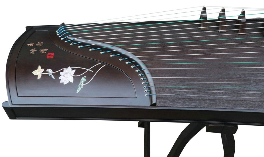 Concert Grade Lotus & Character Shell Carved Guzheng Instrument