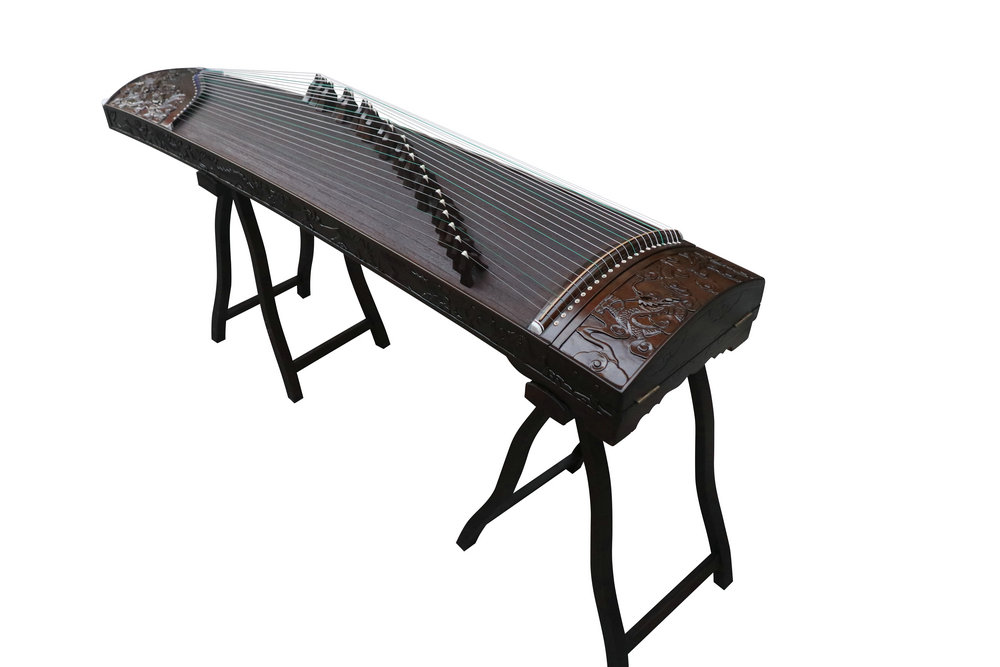 Concert Grade Carved Dragon Carved Guzheng Chinese Zither Harp