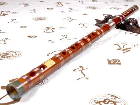 Concert Grade Bitter Bamboo Flute Chinese Dizi Instrument 2 Sections with Accessories