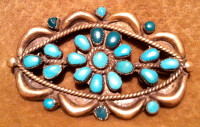 Zuni Turquoise Needlepoint Oval Pawn Pin