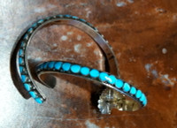 ZUNI TURQUOISE MULTI-INLAY LARGE HOOP EARRINGS SOLD 