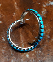 ZUNI TURQUOISE MULTI-INLAY HOOP EARRINGS SOLD