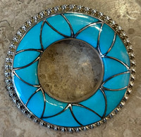 Zuni Turquoise Inlay Pin/Pendant Orlinda Natewa