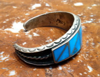 Zuni Rare Pawn Blue Gem Turquoise Inlay Choker Necklace Earring Bracelet Set ZRPBGTICNBS2
