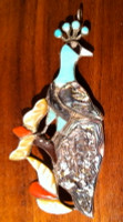 Zuni Peacock Multi Color Inlay Pawn Pin 2