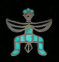 Zuni Knifewing Turquoise Pawn Pin SOLD