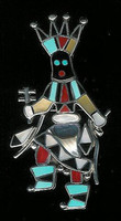 Zuni Apache Dancer Kachina Multi-Inlay Pin L Laiwakete