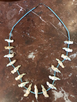 Zuni One Strand Turquoise Heishi Wolf Fetish Turquoise Heartline Fetish Necklace Deborah Gaspar