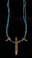 Zuni Two Strand Turquoise One Corn Maiden Two Corn Cobs Fetish Necklace Faye Quandelacy