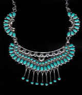 Zuni Cluster Turquoise Choker Necklace Faye Ondelacy