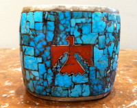 Zuni Multi-Inlay Thunderbird Turquoise Pawn Bracelet 7