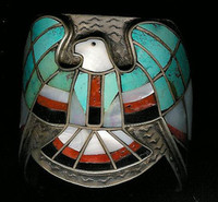 Zuni Multi-Inlay Eagle Wrap Around Pawn Bracelet